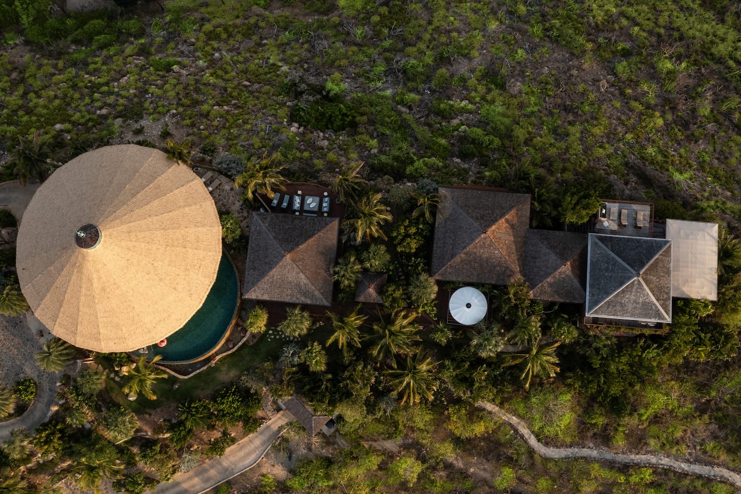 Necker Island, Temple House, Drohnenaufnahme